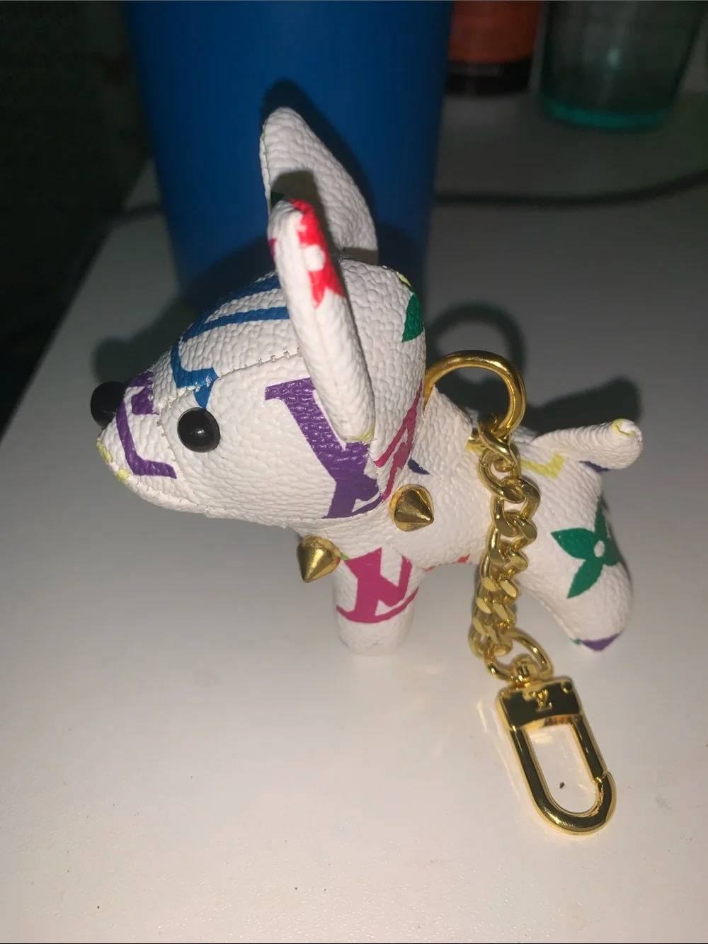 Rare multicolor French bulldog purse/bag charm keychain